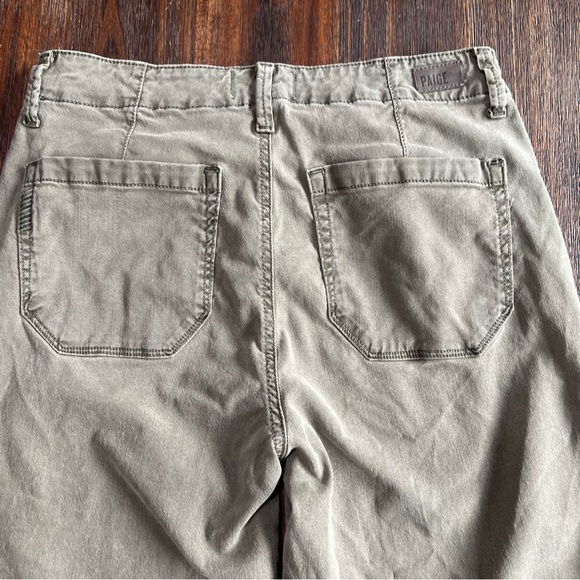 PAIGE Green Sage Wide Leg Pants 26 acid wash slant pockets Army Green Ankle Crop - Picture 16 of 16